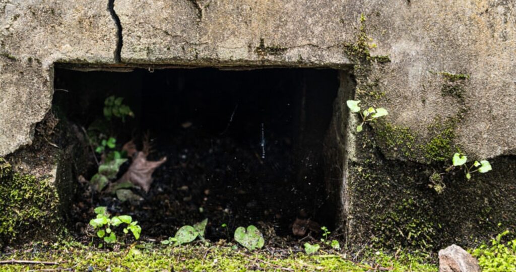 害獣が侵入しそうな古い家の土台、通気口
