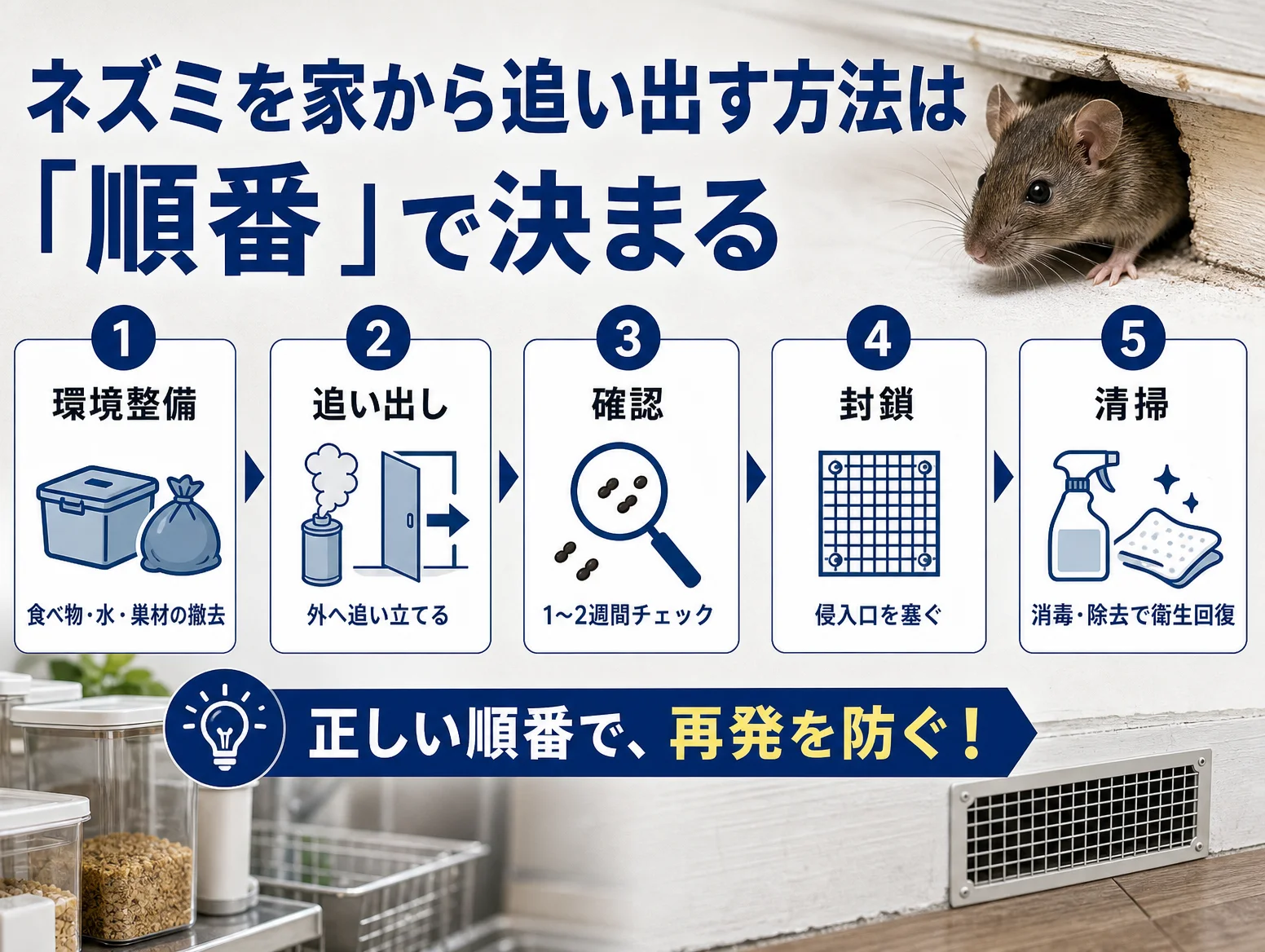 1. ネズミを家から追い出す方法は「順番」で決まる