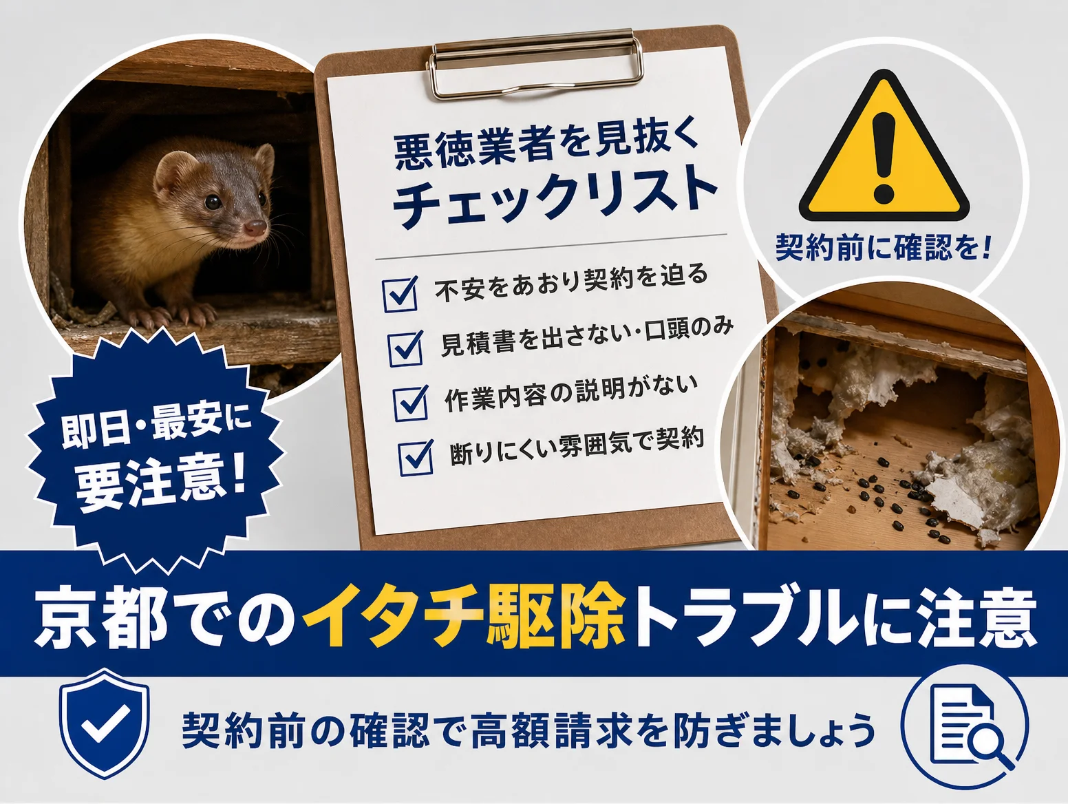 4. 悪徳業者を見抜くチェックリスト｜京都での駆除トラブルに注意