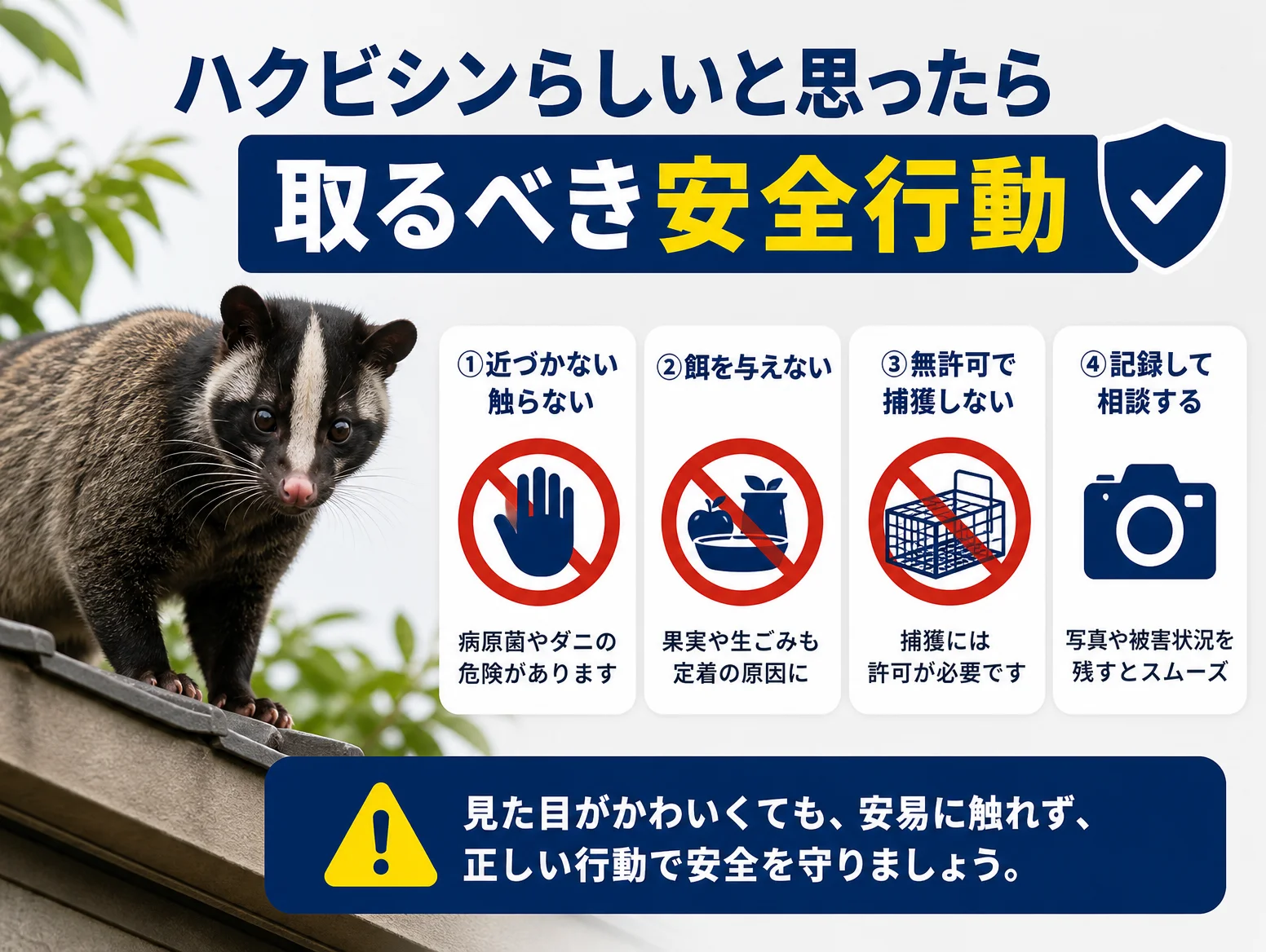 6. 画像でハクビシンらしいと思ったら取るべき安全行動