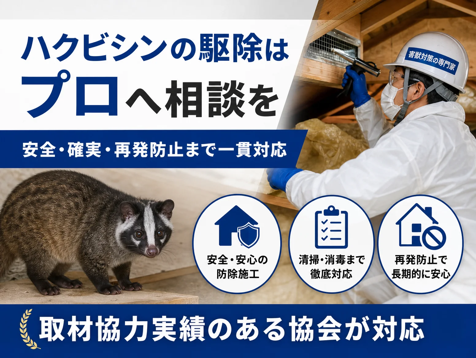 7. ハクビシンの駆除はプロへ相談を｜取材協力実績のある協会が対応