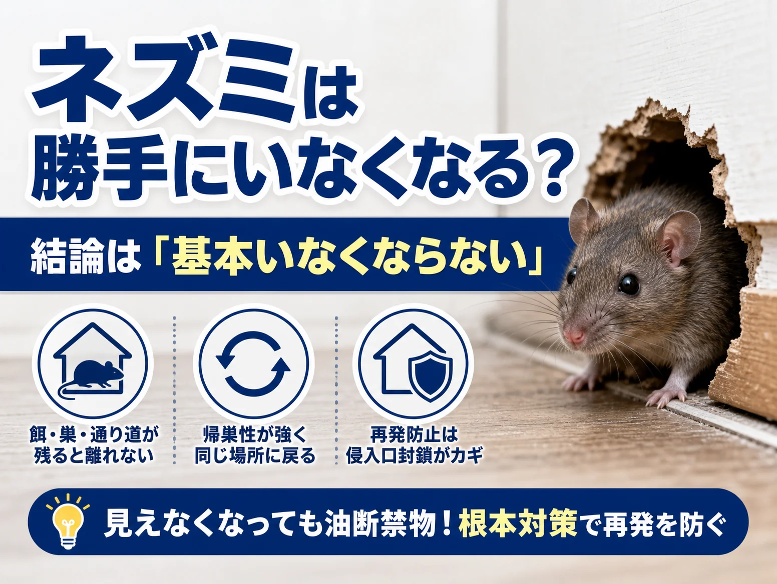 1. ネズミは勝手にいなくなる？結論は「基本いなくならない」