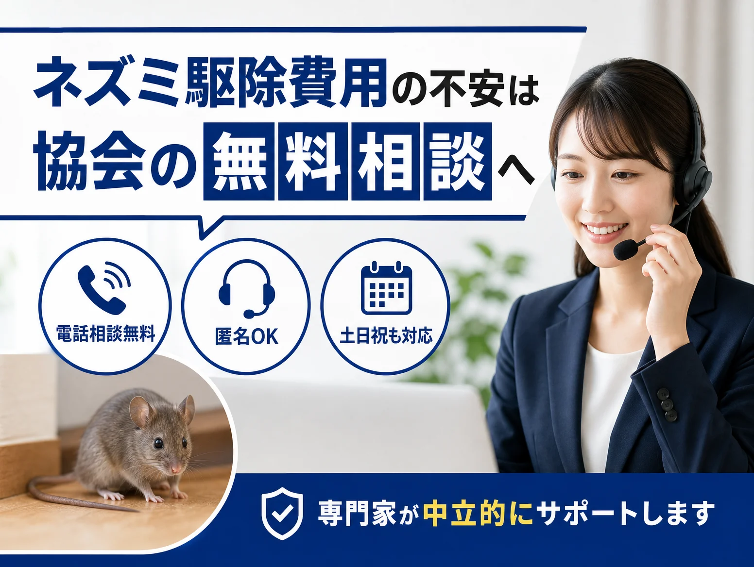 9. ネズミ駆除費用の不安は協会の無料相談へ