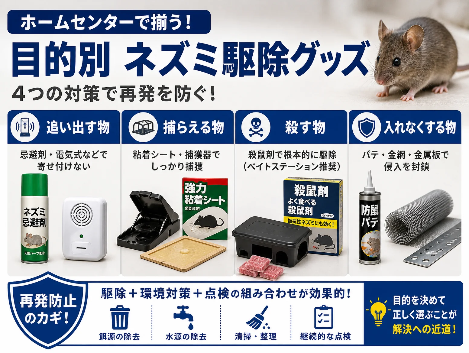 1. ホームセンターで買えるネズミ駆除グッズを目的別に選ぶ