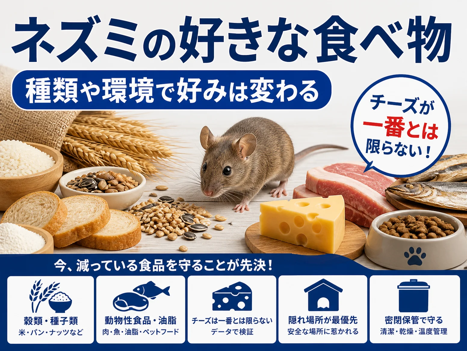 1. ネズミの好きな食べ物・好物の全体像（種類や環境で好みは変わる）
