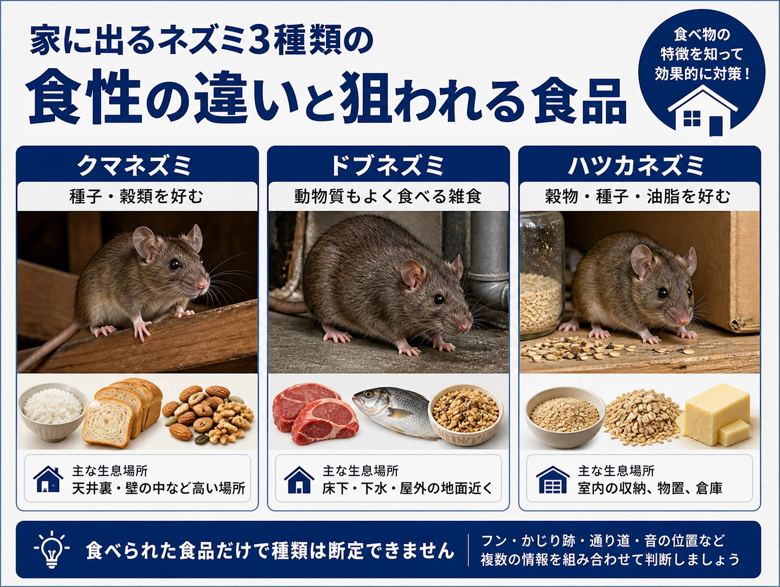 2. 家に出るネズミ3種類の食性の違いと狙われる食品