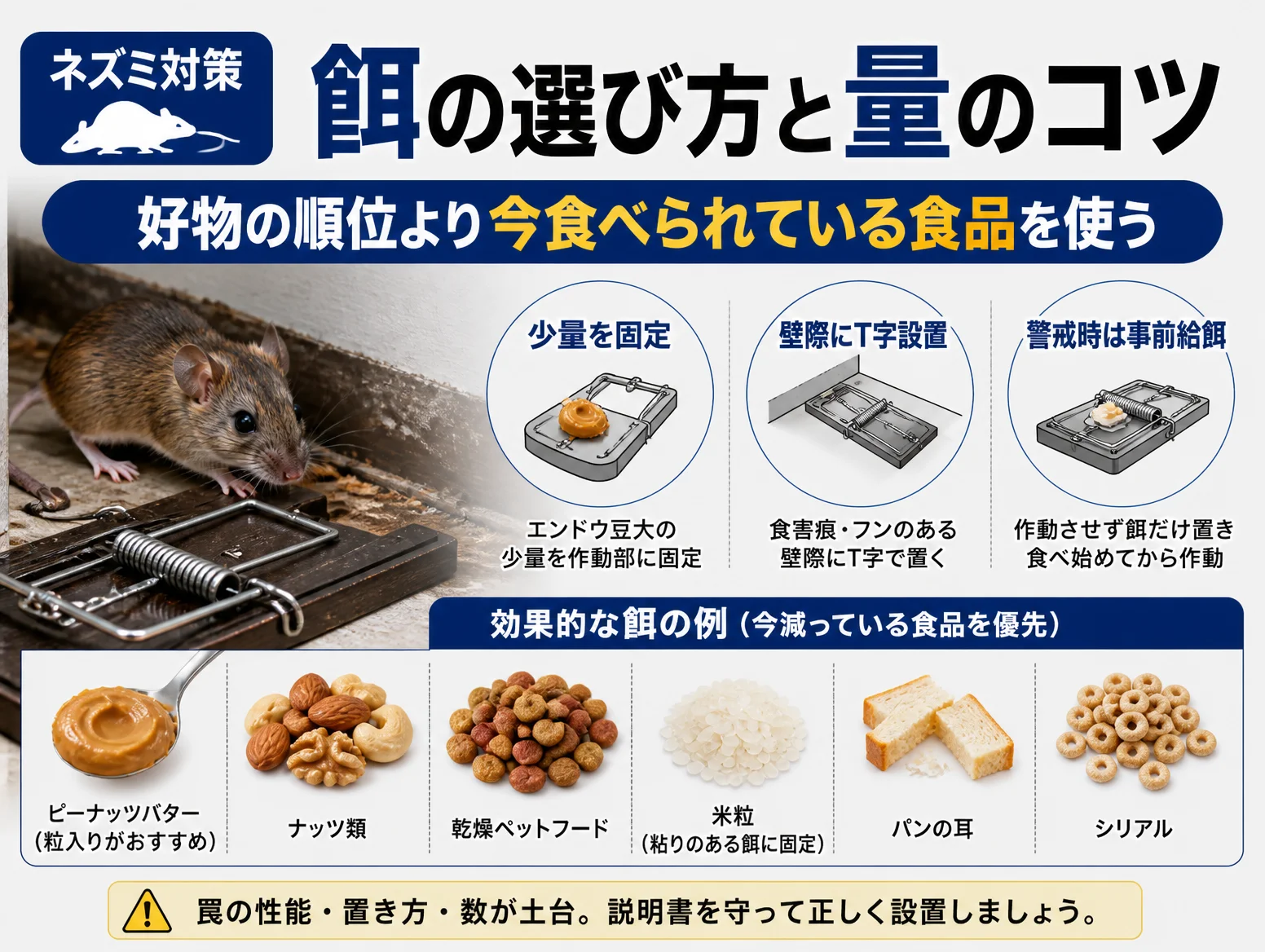 5. 罠に使う餌の選び方と量：好物の順位より「今食べられている食品」
