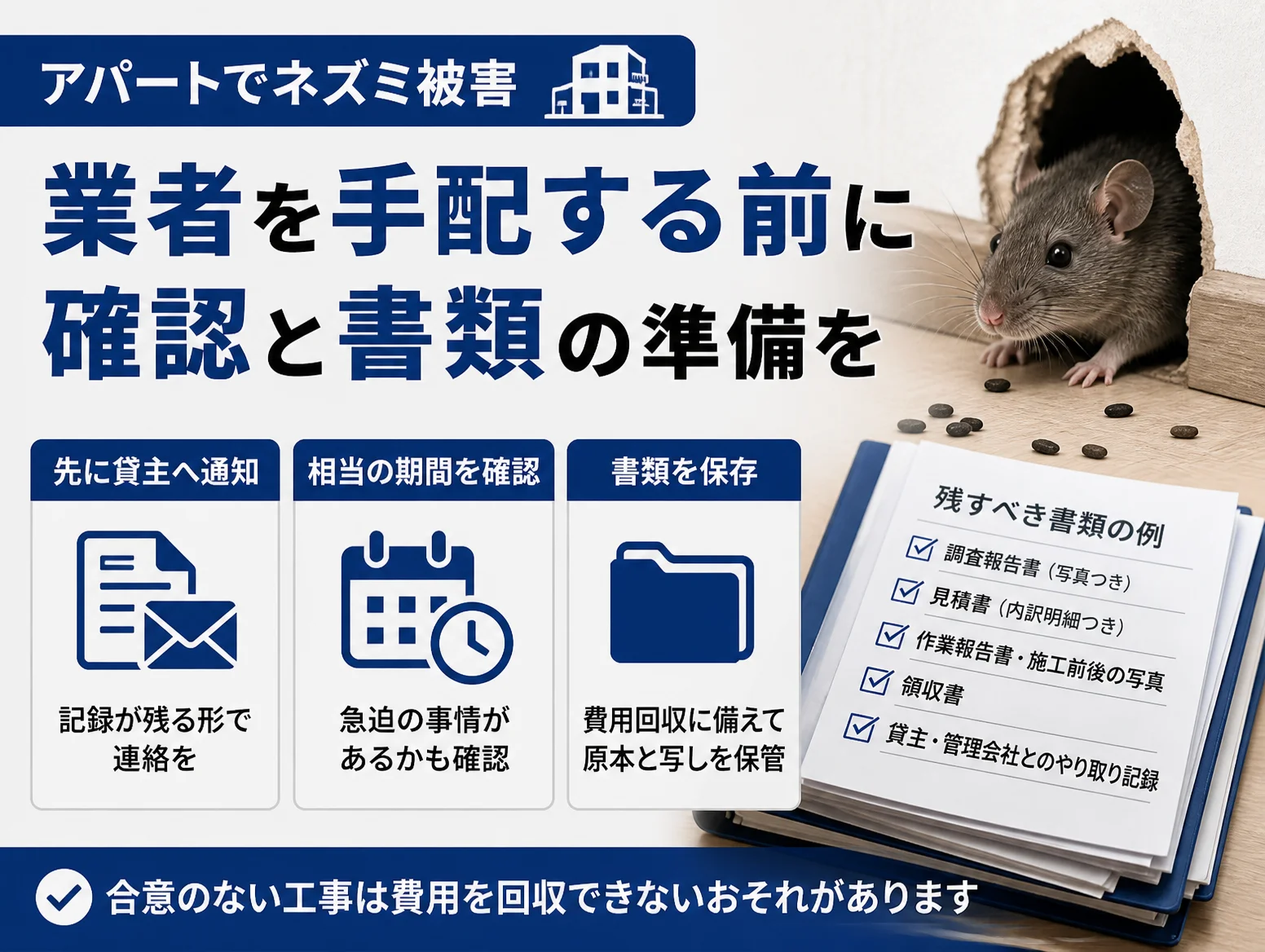 5. 入居者が自分で業者を手配する前に確認する条件と残す書類