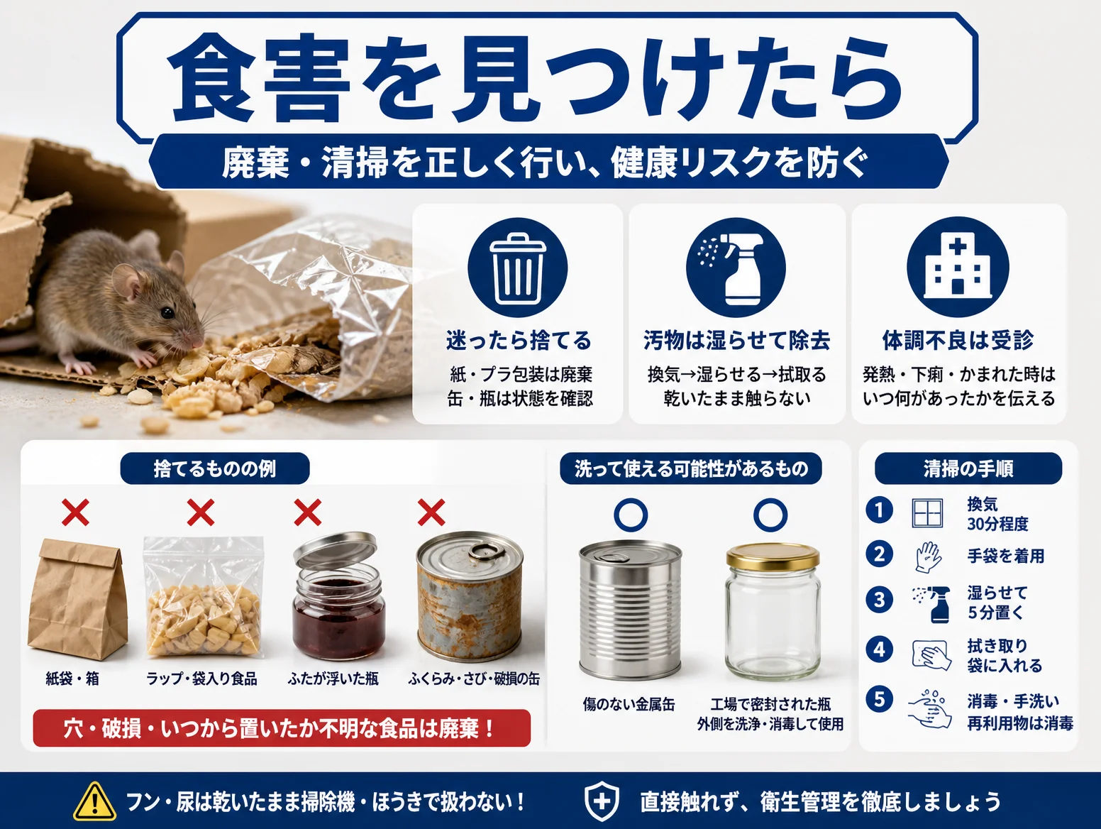4. 食べられた食品の被害リスクと廃棄・清掃の手順